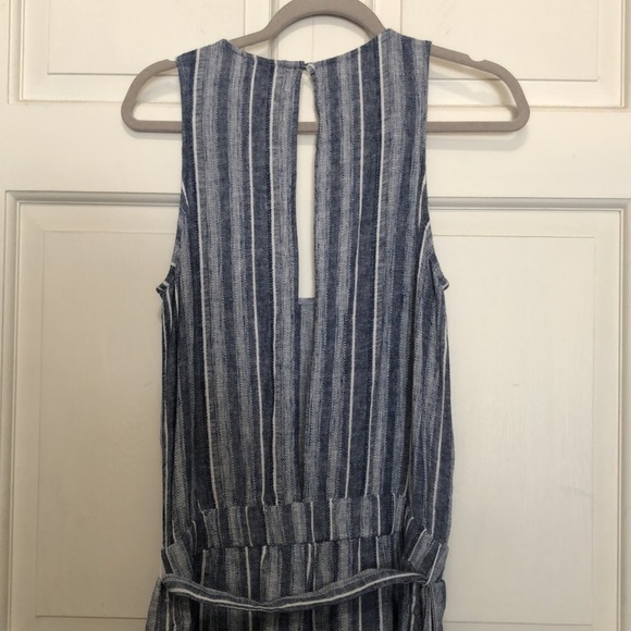 ANTHROPOLOGIE Cloth & Stone Linen Jumpsuit Blue Sleeveless Romper Size Small - Picture 11 of 13
